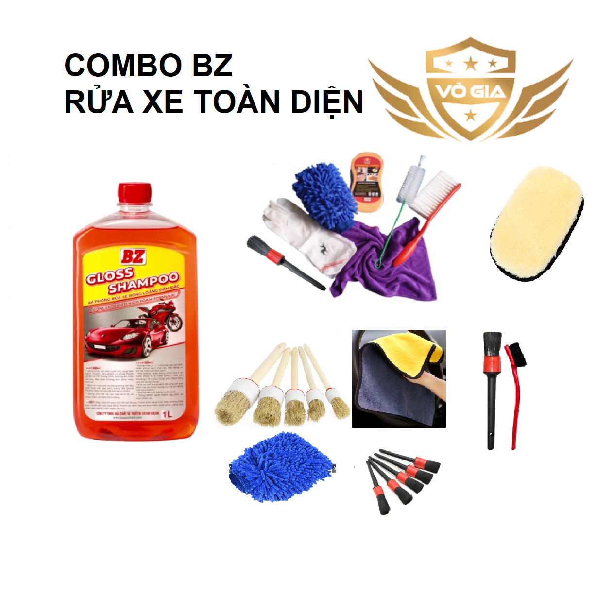 (7)Xà bông BZ rửa xe Gloss Shampoo thế hệ mới siêu bọt rửa cực sạch