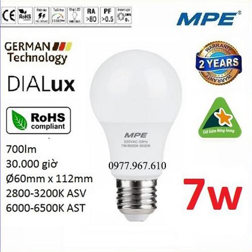 Bóng led bulb 7W cao cấp MPE ( tiêu chuẩn Châu Âu )