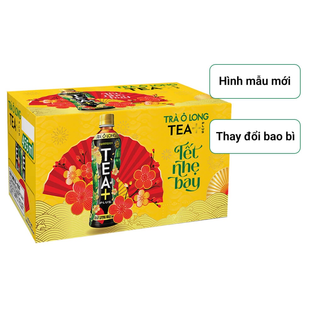 Thùng 24 chai Trà ô long tết tea+plus 455ml