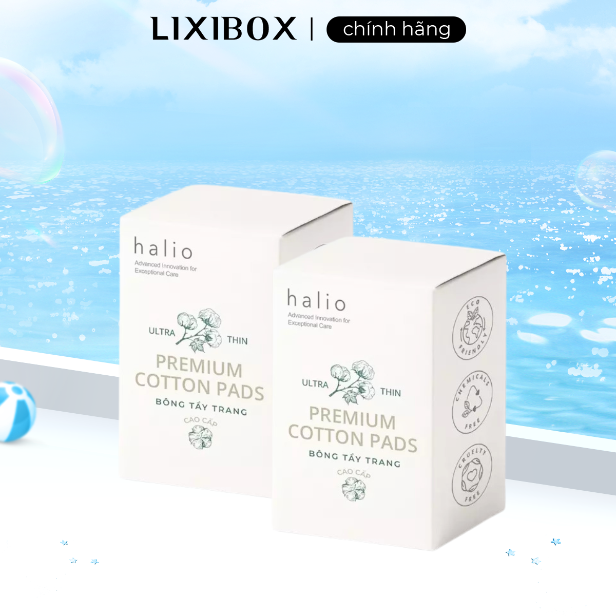 Combo 2 Bông Tẩy Trang Halio Premium Cotton Pads 100 Miếng
