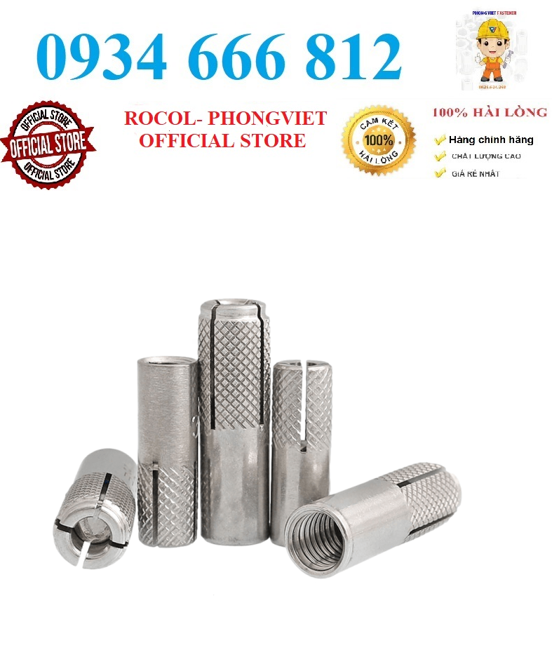 Set 5 cái tắc kê nở đạn,nở đóng inox304 m8, m10