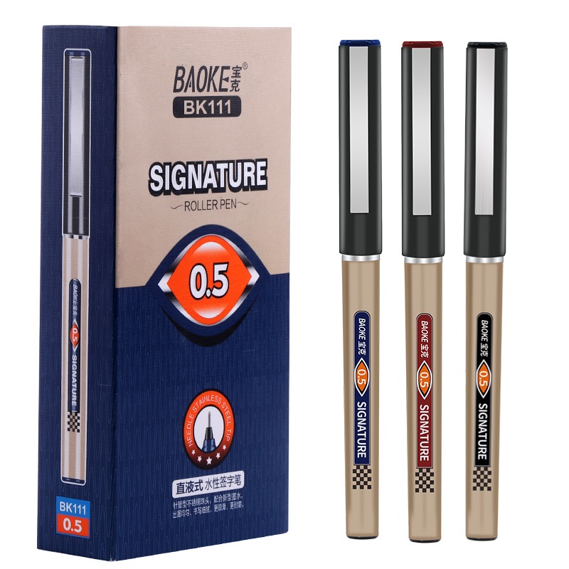 Hộp 12 cây bút lông kim bút gel nước Signature Baoke BK111 ngòi 0.5mm