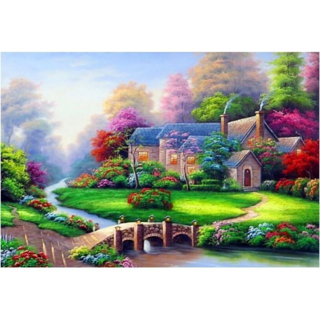 Tranh thêu 3D Gia đình hạnh phúc 59x49cm - chưa thêu