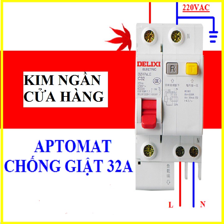 APTOMAT chống giật ,CB Chống giật 20A, 32a, 63A 220V AC