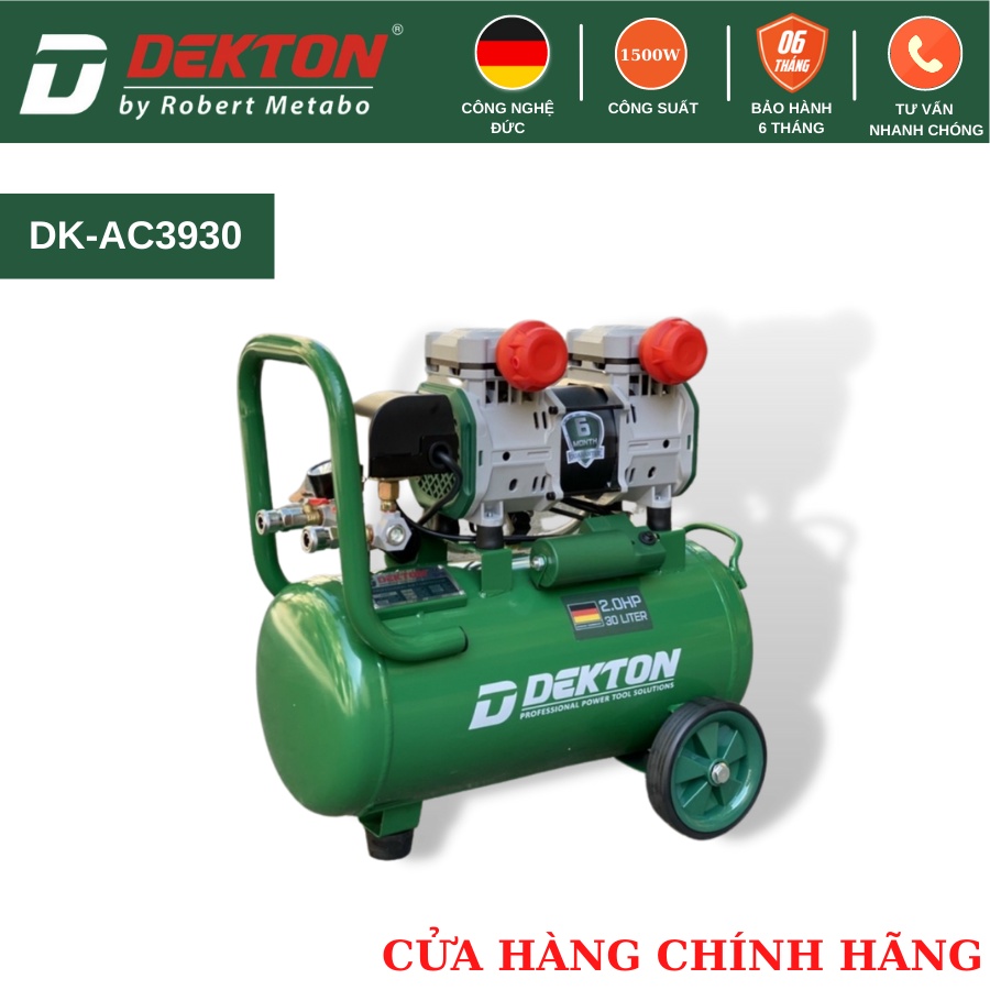 Nén khí không dầu dekton dk-ac3930 2hp/1500w/ bình 30l - lưu lượng 200l/phút