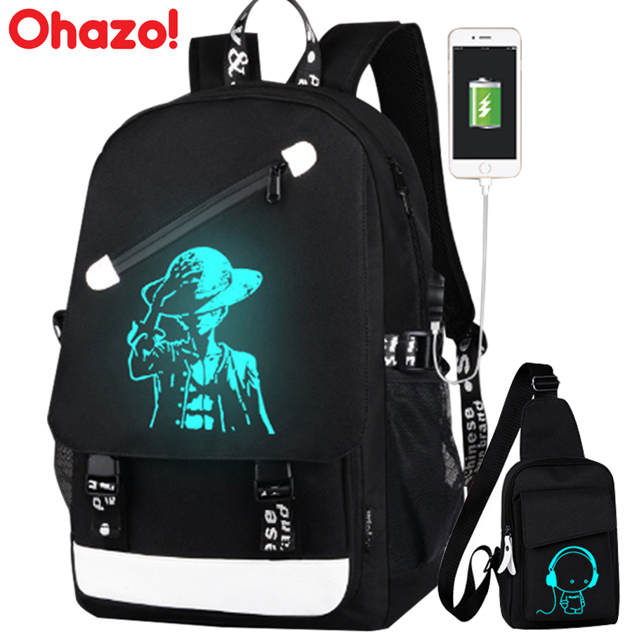 Balo dạ quang phát sáng, Balo Đi Học Ohazo Balo nam kèm khóa số chống trộm và dây sạc ( Hàng Chuẩn )