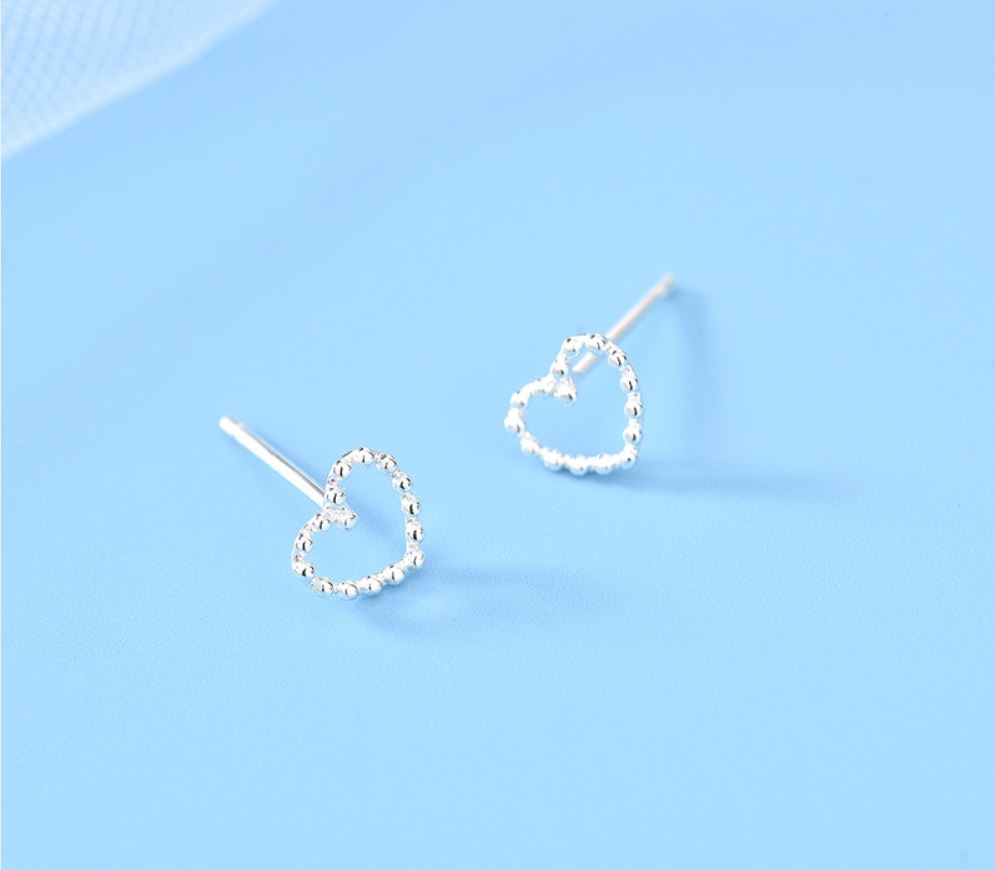 (HCM) Bông tai EBI Trái tim mạ Bạc 925 bông tai thời trang bông tai nụ đít đẩy