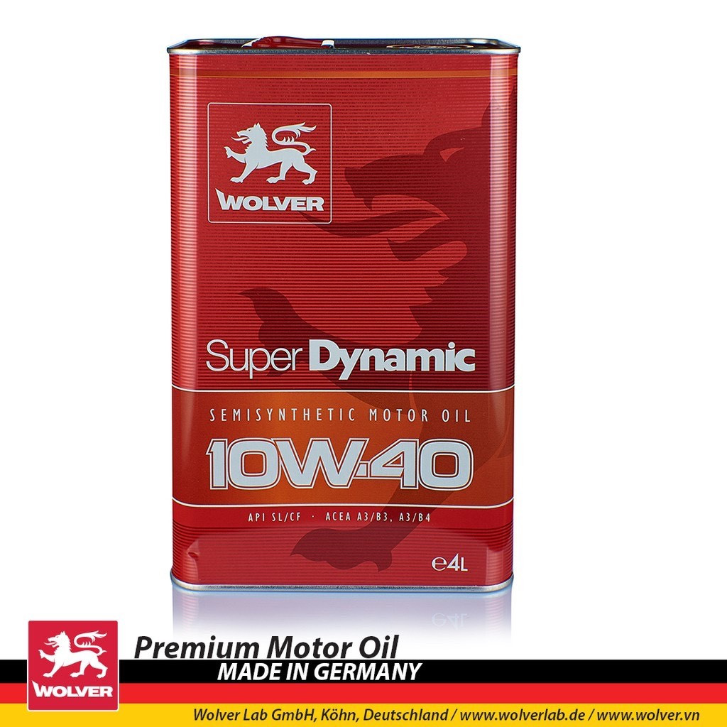 Nhớt động cơ ô tô cao cấp wolver super dynamic 10w40 4l sl/cf