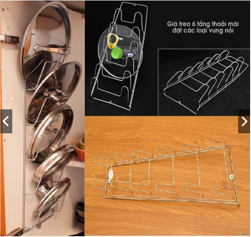 Cài Vung Inox 6 Khuyên, Giá Để Vung Đứng Inox 6 Khuyên Tiện Dụng