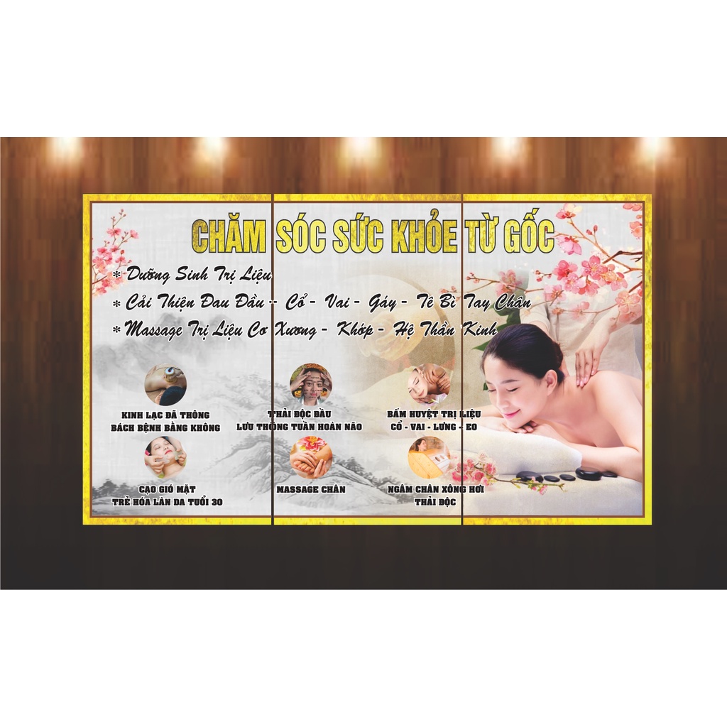 Tranh spa đông y 3 tranh ghép kt: 1,2m x 60
