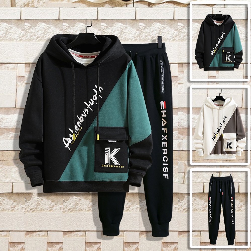 Bộ Quần Áo Nỉ Nam Thu Đông Áo Hoodies Phối Túi Hộp Chữ K Kết Hợp Quần Jogger Bo Gấu Năng Động Thời Trang 4HER SET NAM 90000144