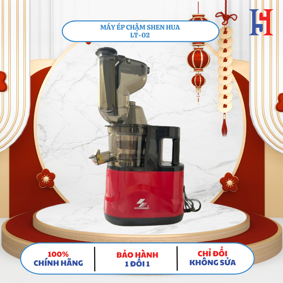 SHEN HUA - MÁY ÉP CHẬM (MÁY ÉP TRÁI CÂY, RAU CỦ QUẢ) SHEN HUA LT-02, BẢO HÀNH 1 ĐỔI 1 12 THÁNG Inox