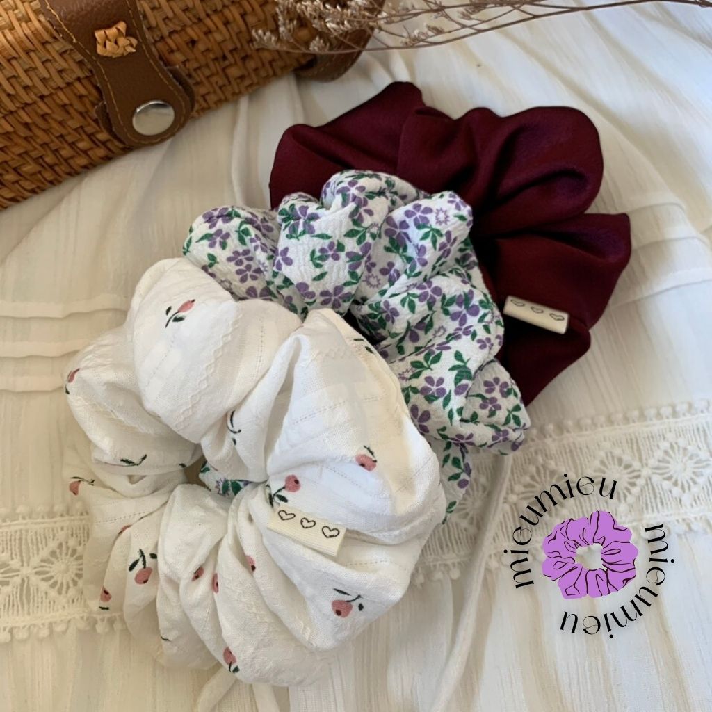 Cột tóc scrunchies handmade tone tím dễ thương xinh xắn S1034