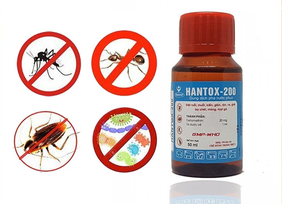 Diệt côn trùng,ruồi nhặng,bọ chét,bọ nhảy,ve rận chó mèo Hantox 200 (50ml)