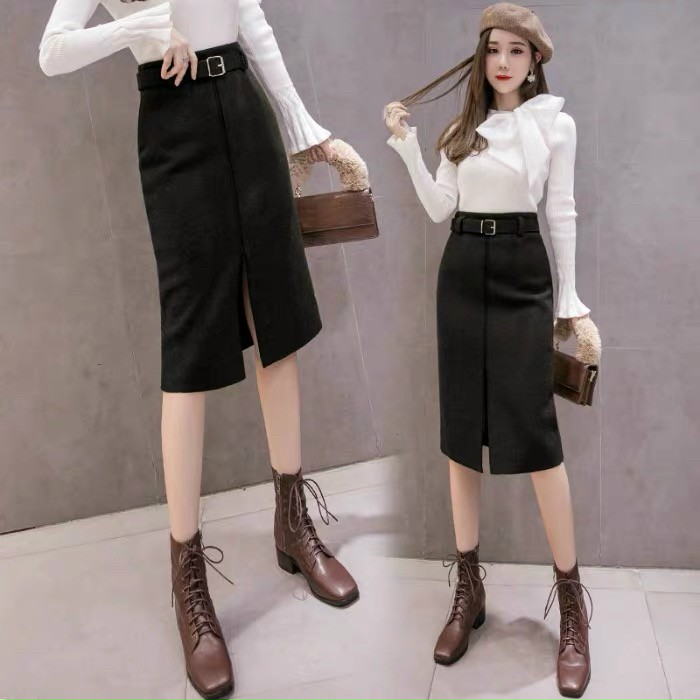 CHÂN VÁY DẠ CHẤT XỊN CHO MÙA ĐÔNG ÁM ÁP KÈM ĐAI.