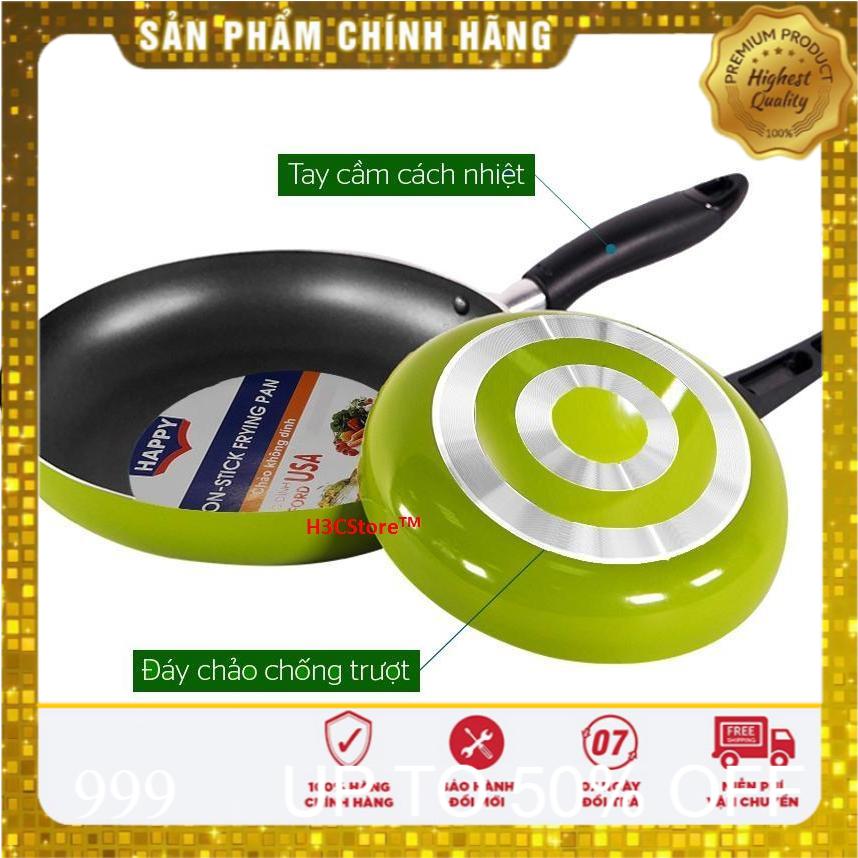 [ Khuyến mãi - Sale sốc ] Chảo chống dính HAPPY cao cấp 28 cm Dùng để nấu chiên sào tiện dụng - màu xanh - [ Shop Hoàng Châu ]