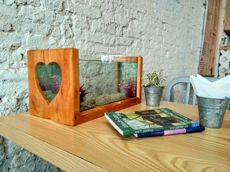 Bể cá kiểng khung gỗ hình trái tim 40cm