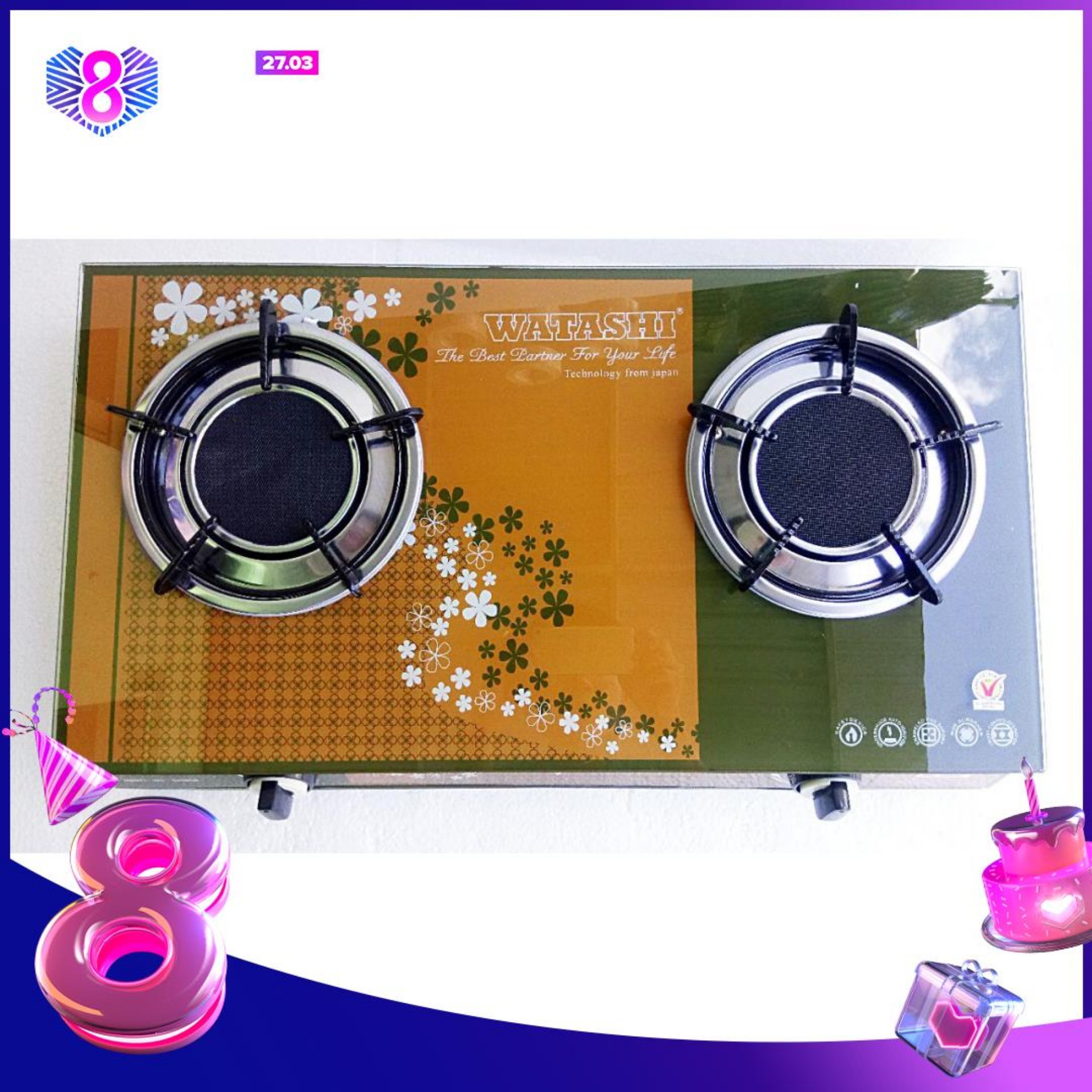 Bếp gas hồng ngoại WATASHI cao cấp tiết kiệm gas 35% mẫu 2019 468GR