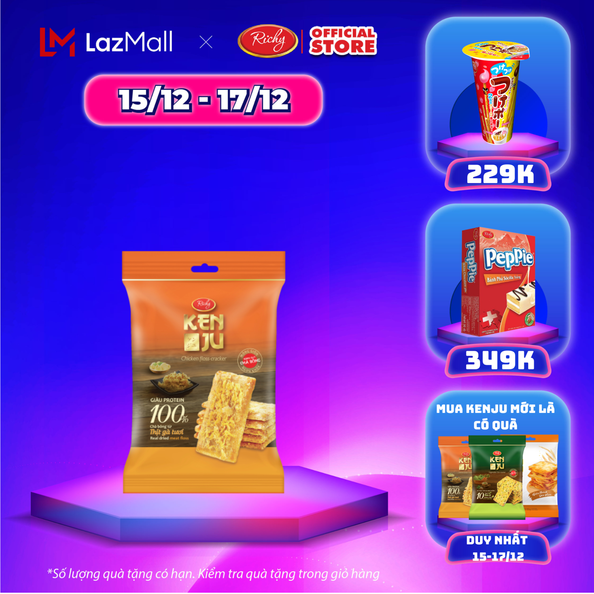 SALE GIỮA THÁNG 15-17 12 ĐỘC QUYỀN ONLINE Túi Bánh Kenju chà bông túi 192g