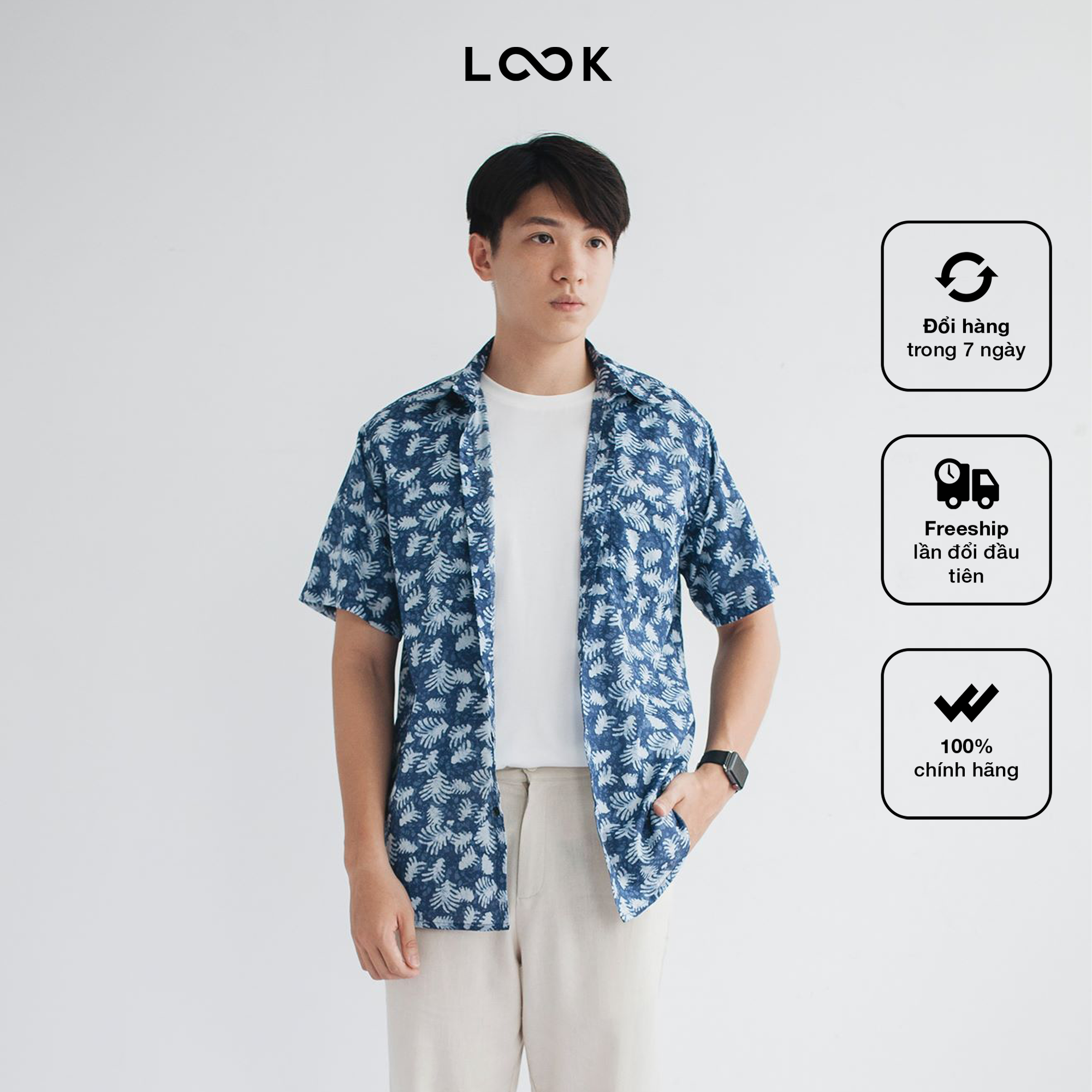 Áo sơ mi nam look floral blue