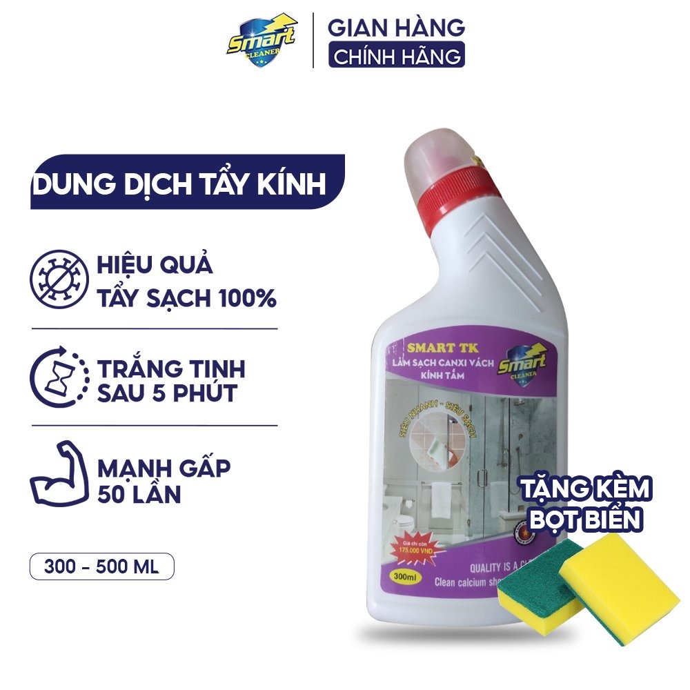 ☎◄ dung dịch tẩy cặn canxi trên kính smart tk cho vách kính nhà tắm 300/500ml