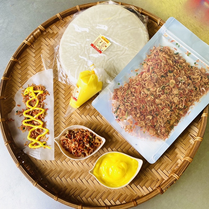 Combo bánh tráng phơi sương dẻo 200g + 100g bơ + 100g muối tôm hành