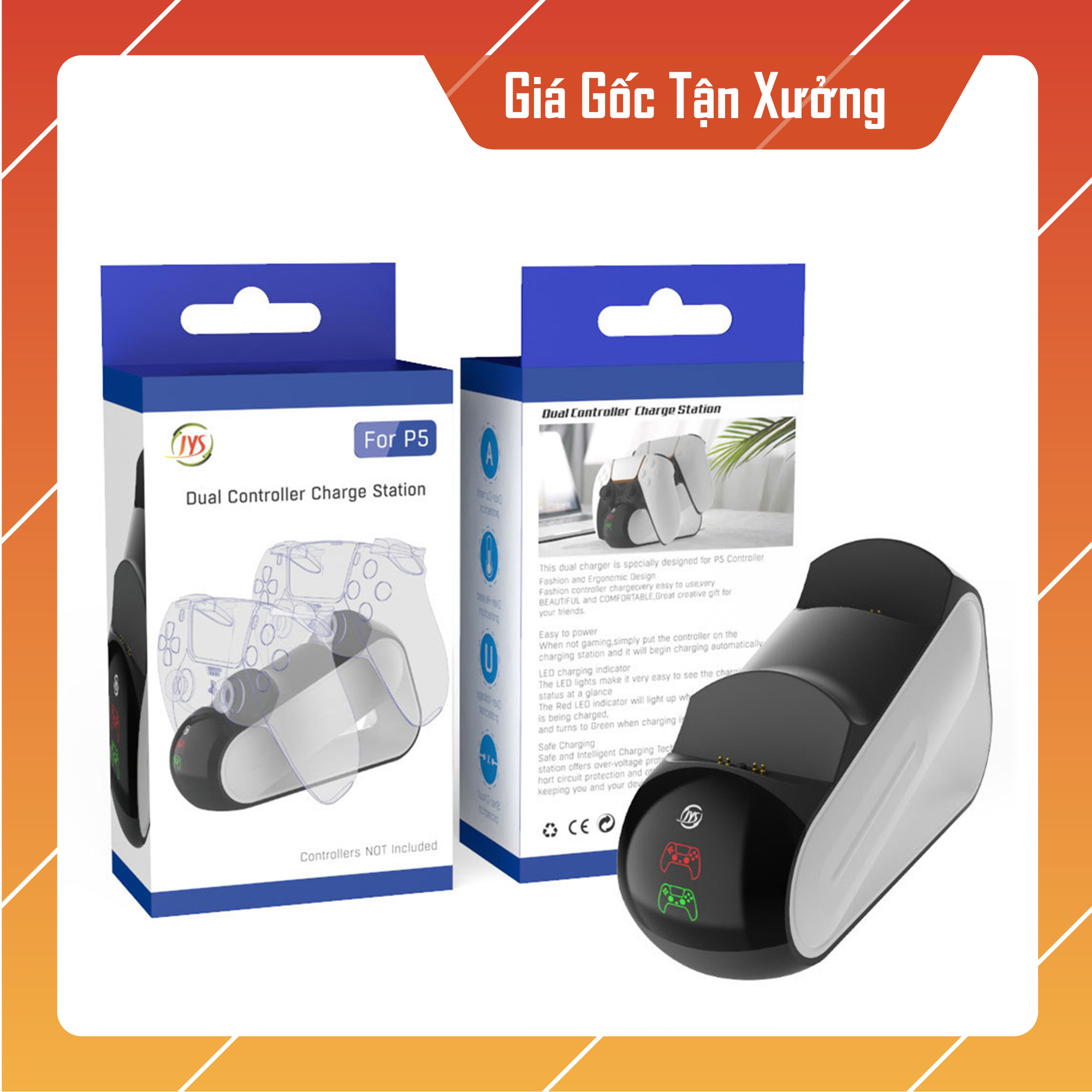 Đế sạc tay cầm ps5, dock sạc tay cầm ps5 Dualsense cao cấp có đèn báo hiệu