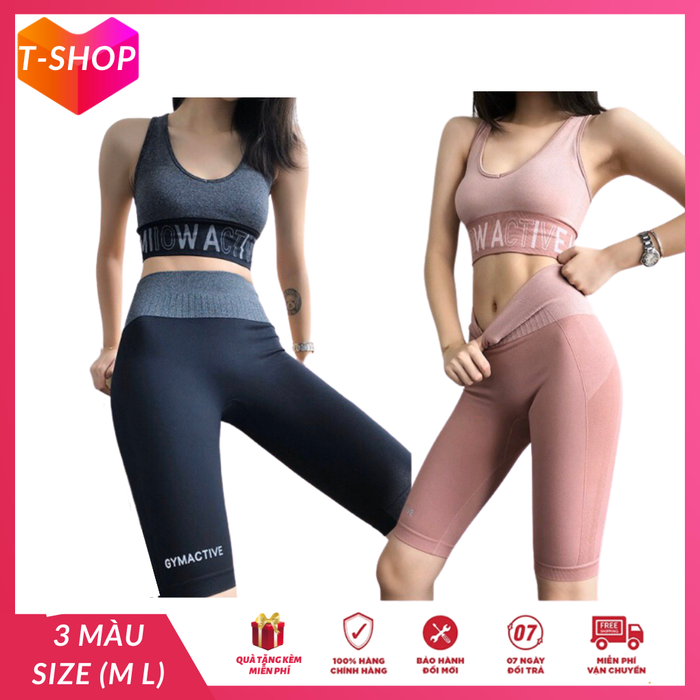 [HCM]T SHOP Bộ quần áo thể thao nữ lửng phom dáng ôm body siêu hot đồ tập yoga hàng quảng châu giá rẻ-CR112