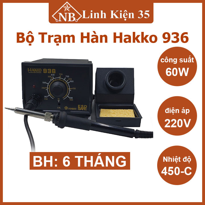  Máy hàn thiếc trạm hàn Hakko 936 220V 60W mỏ hàn chì điều chỉnh nhiệt độ từ 200 đến 480 độ 