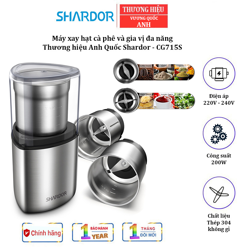 Máy xay hạt cà phê và gia vị đa năng Shardor CG715S có thể xay nhiều loại hạt và gia vị khác nhau