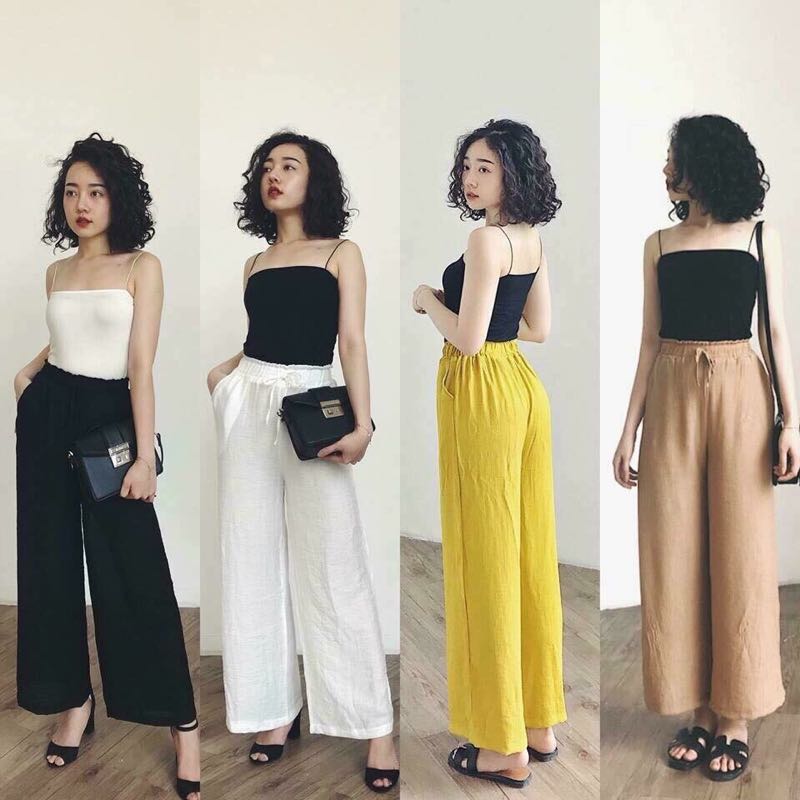 Quần ống rộng vải đũi cao cấp