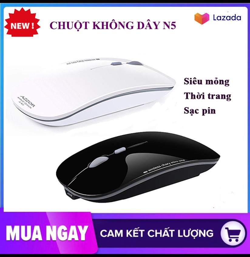 [Tặng dây sạc] Chuột không dây sạc pin AZZOR N5, siêu mỏng, thời trang, nhỏ gọn, dùng sạc điện, pin khỏe