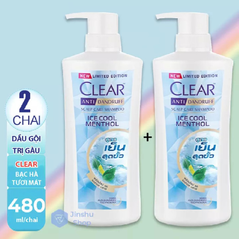 Combo 2 chai dầu gội sạch gàu bạc hà clear thái lan