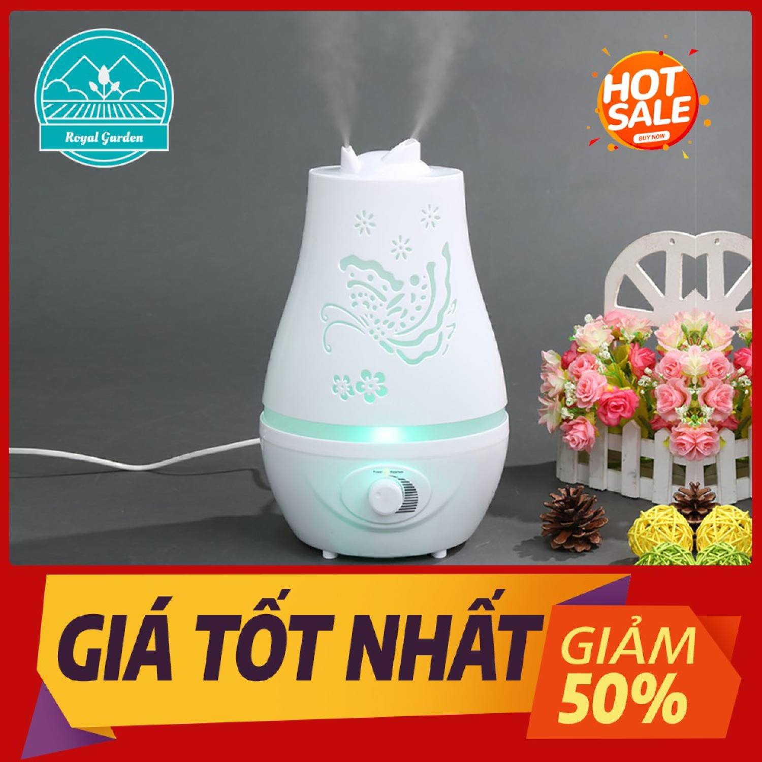 Máy xông tinh dầu hồ điệp phun sương 2 vòi cao cấp