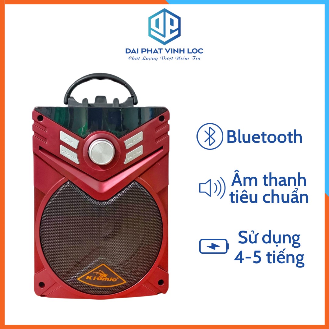 Loa Bluetooth Mini Kiomic K56 Nhỏ Gọn Có Tay Xách Tiện Lợi Bass Âm Cực Mạnh Tặng Kèm Mic Không Dây Chính Hãng