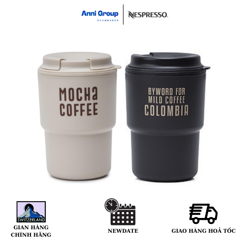 [HCM]Combo bộ 02 Ly cốc có nắp tiện lợi giữ nhiệt nóng lạnh đều được 320ml chất liệu nhựa PP - ĐEN