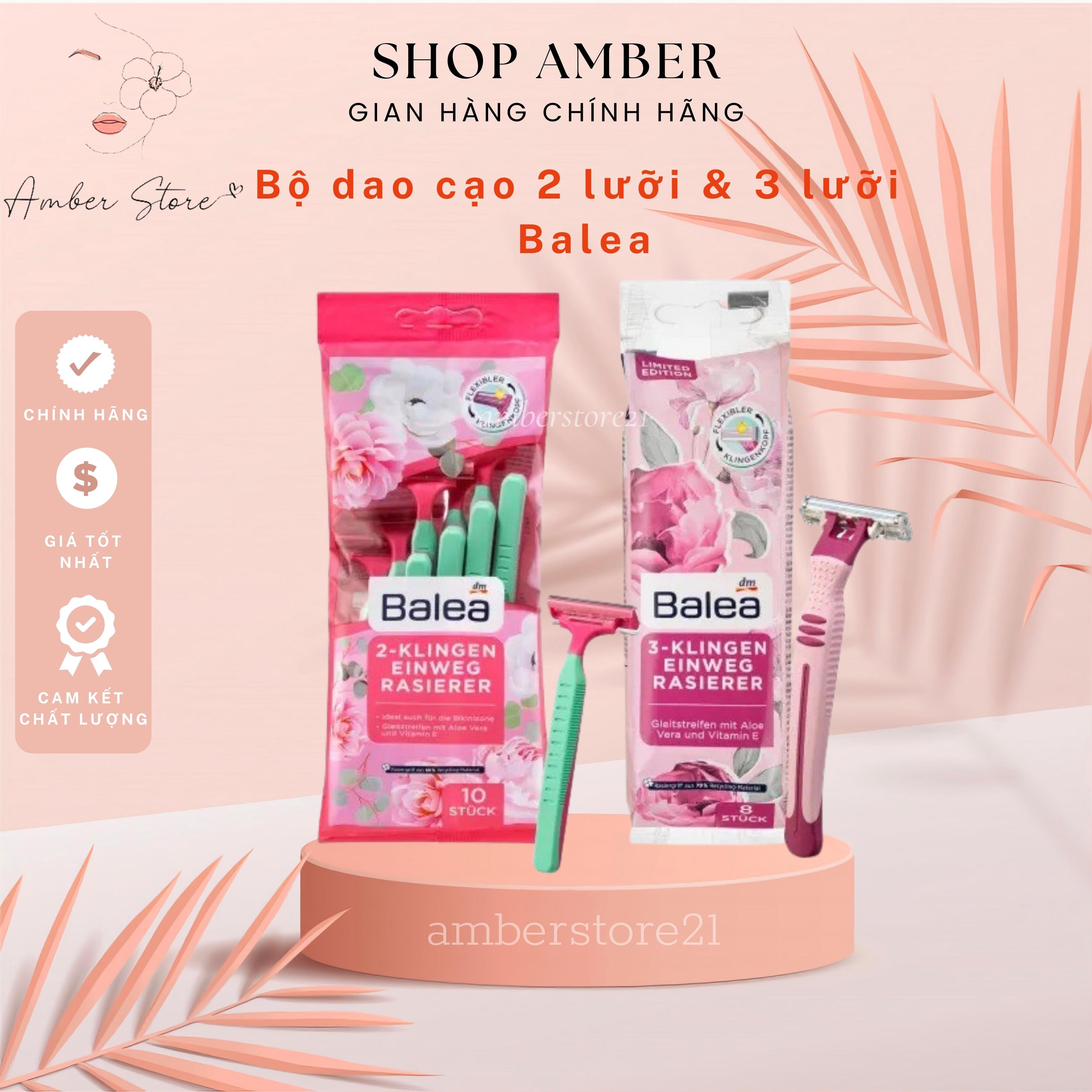 Bộ dao cạo 2 lưỡi và 3 lưỡi Balea