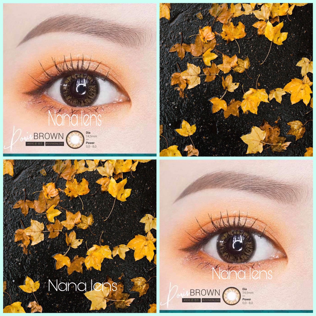 Lens thời trang nâu cát hoạ tiết giãn tròng 14.5mm
