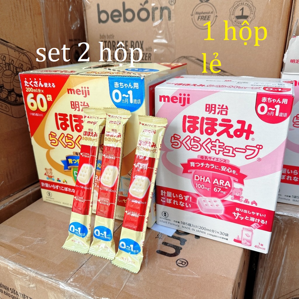 Sữa meiji Thanh số 0-1 và số 1-3 hộp 30 thanh
