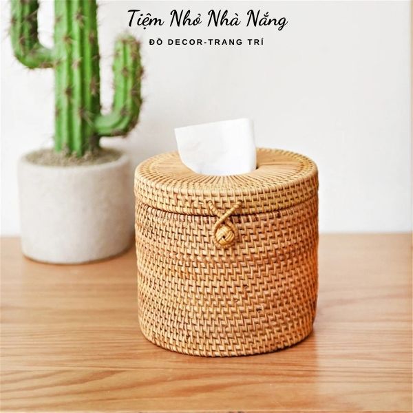 Hộp đựng khăn giấy chất liệu mây tre đan tự nhiên, Hộp khăn giấy cao cấp dùng cho nhà hàng, khách sạn, decor