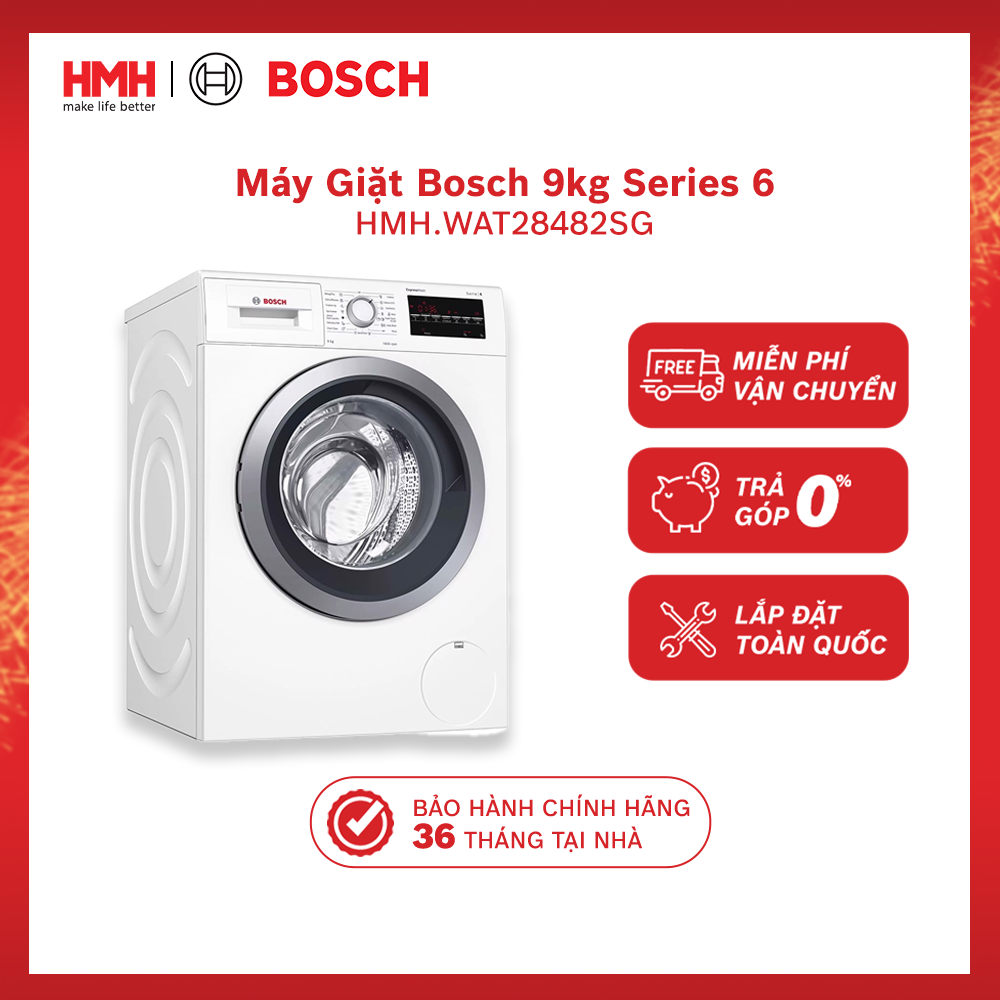 Máy giặt bosch wat28482sg 9kg series 6 chính hãng - bảo hành 36 tháng - miễn phí vận chuyển & lắp đặt