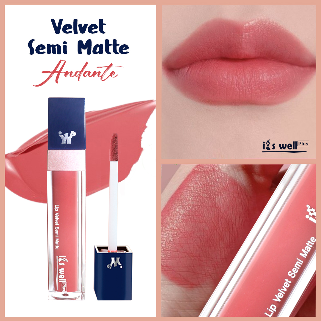 Son kem it's well plus chất lì mềm mịn lâu trôi, lên màu chuẩn hàn quốc lip velvet semi matte #01 andante 8g