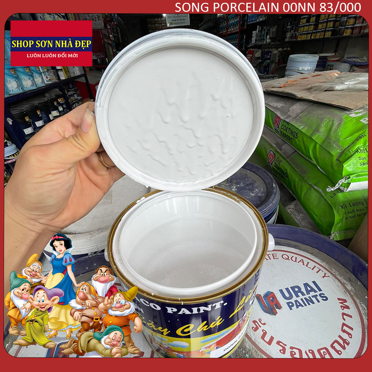 3KG Sơn dầu sơn 7 chú lùn màu Xám Trắng cao cấp cho tủ kệ cửa gỗ cửa sổ cầu thang cửa sắt cao cấp