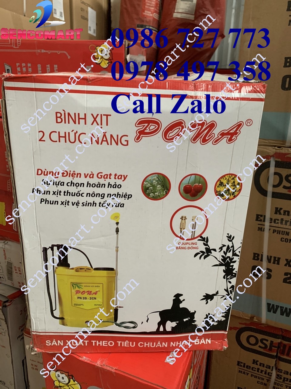 Bình xịt điện đeo vai hỗ trợ bơm tay pona pn20- 2cn chất lượng tốt tại sencomart