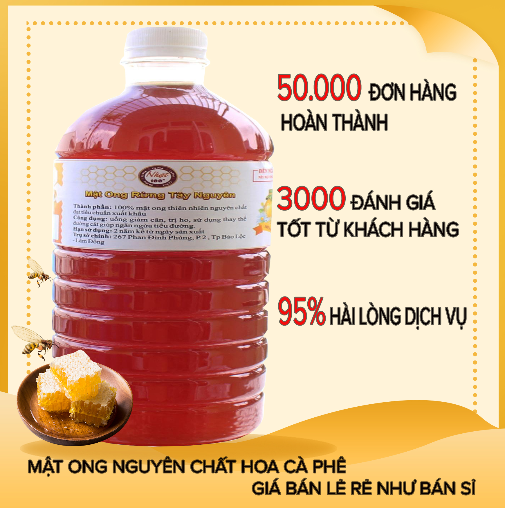 Mật Ong Nguyên Chất Rừng Tây Nguyên 1000ml  - Giá Gốc tại Trang Trại