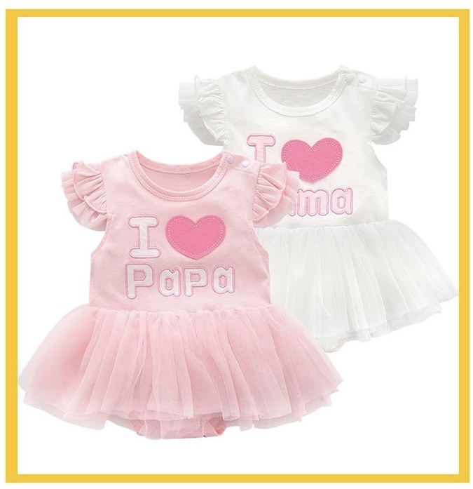Body váy I love mama / I love papa cho bé gái - hàng Quảng Châu đẹp