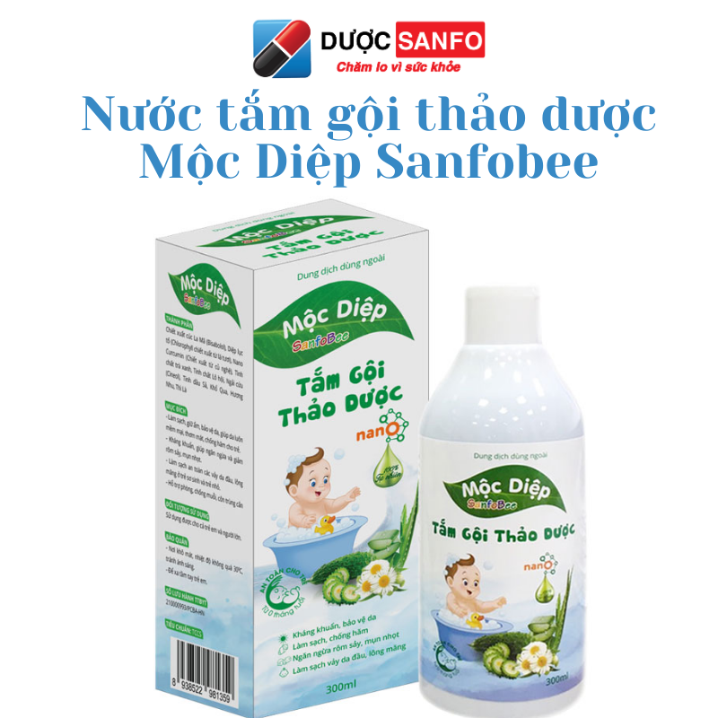 Nước tắm gội Thảo dược Nano Mộc Diệp Sanfo bee giúp làm sạch, giữ ẩm làn da em bé