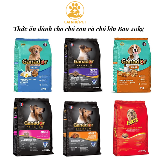 Thức Ăn Hạt Khô Cho Tất Cả Các Giống Chó Con Và Chó Lớn BAO 20 KG Ganador , Fib's - Lai nhự Pet