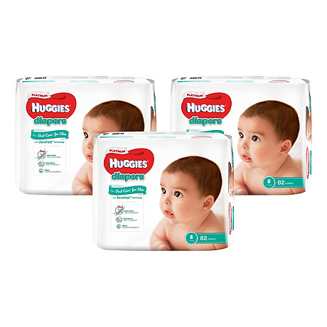 Combo 2 Bich Tã Dán Huggies PLATINUM S82 Nhập Khẩu Từ Hàn Quốc Cho Bé 4 Đến 8 Kg(HSD2023)