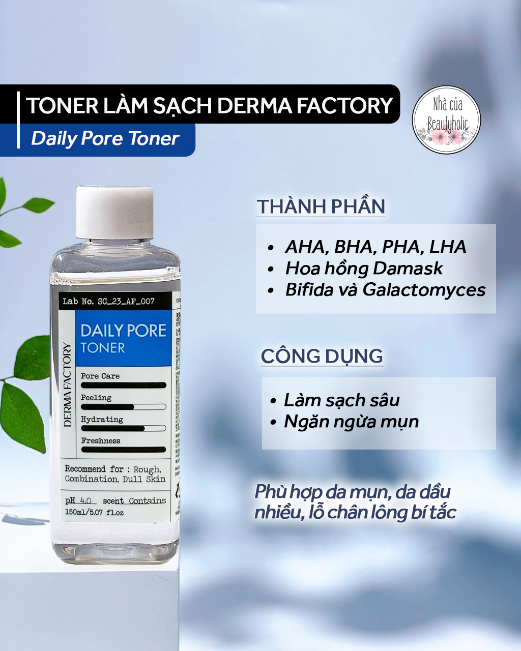 Toner làm sạch derma factory daily pore toner